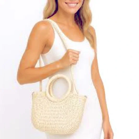 Lulla Collection Woven Rattan Handbag with shoulder strap - Picture 7 of 7
